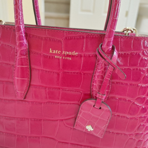 NWT Kate Spade Eva Croco Purse in Cherry Pie Pink - Picture 10 of 11
